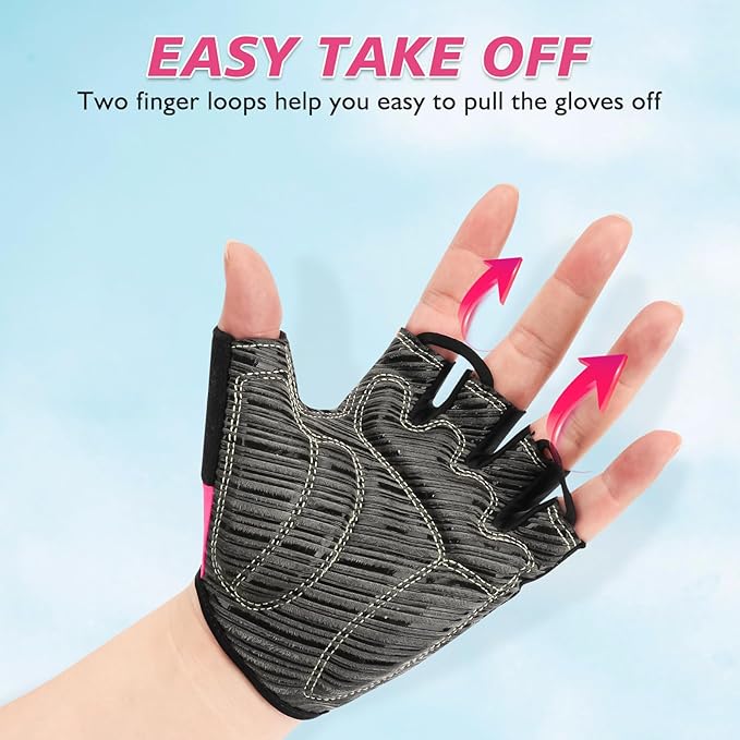Cycling Gloves with Shock-Absorbing Pad, Extra Grip, Flexible Fit, Light Weight, Breathable for Men and Women Mountain Biking