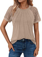 Women's Summer Lace Top Short Sleeve Business Casual Blouse