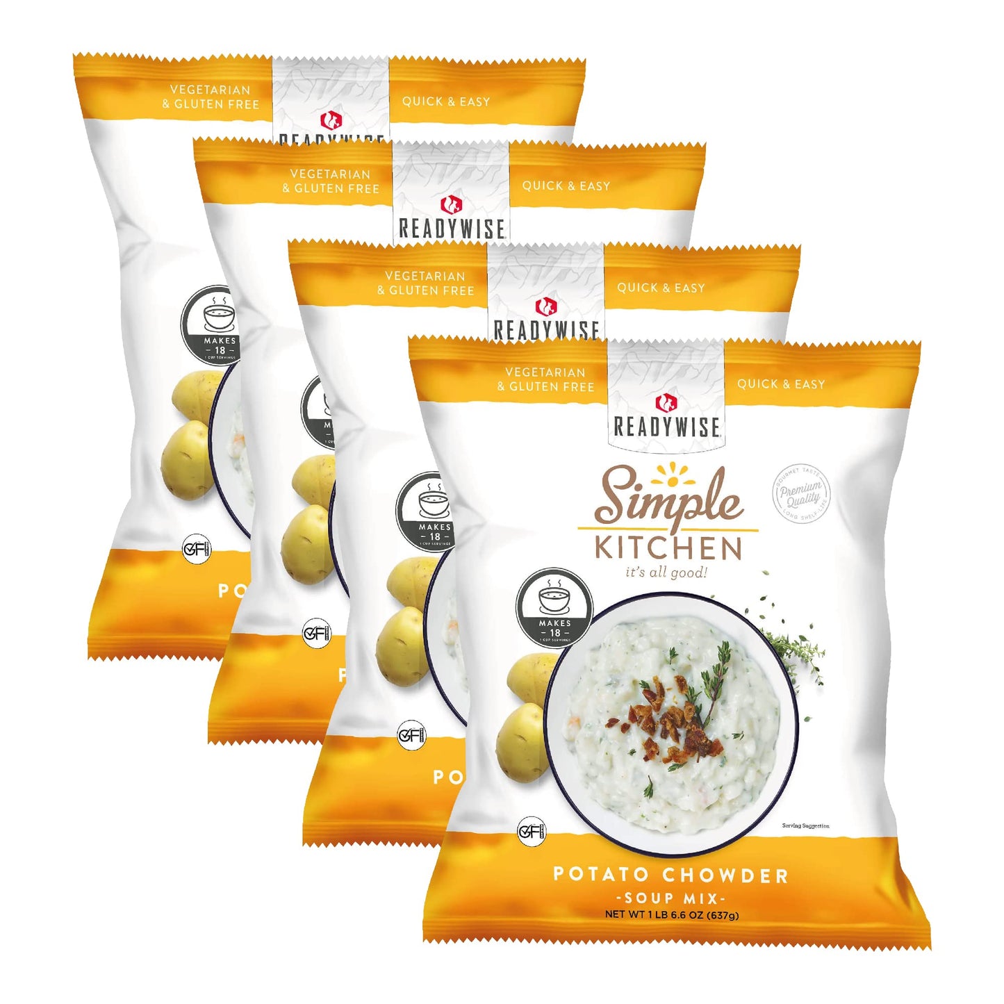 READYWISE - Simple Kitchen, Tomato Basil Soup, 17 Servings, MRE, Gluten Free, & Vegetarian, Food, Soup Mix, for Events, Hiking, Emergency Food Supply, Camping Essentials, or Daily Use, 1 Pack