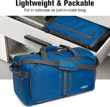 G4Free 40L/65L Foldable Duffel Bag, Water-Repellent Travel Backpack, Lightweight Carry Bag for Overnight Weekender Sports Men Women