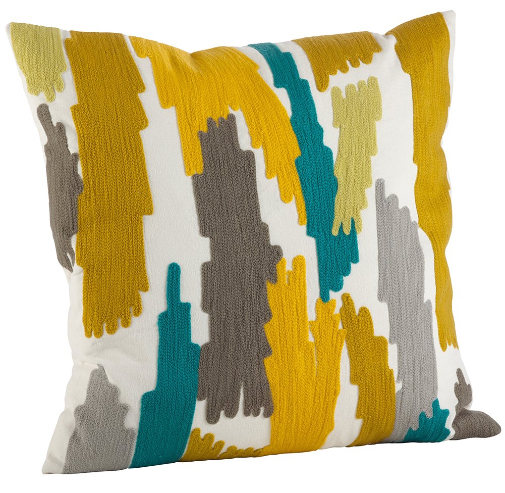 Fennco Styles Bright Brushstroke Cotton Down Filled Throw Pillow - 20" Square