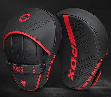 RDX Boxing Pads Curved Focus Mitts, Maya Hide Leather Kara Hook and jab Training Pads, Adjustable Strap Ventilated, MMA Muay Thai Kickboxing Coaching Martial Arts Punching Hand Target Strike Shield