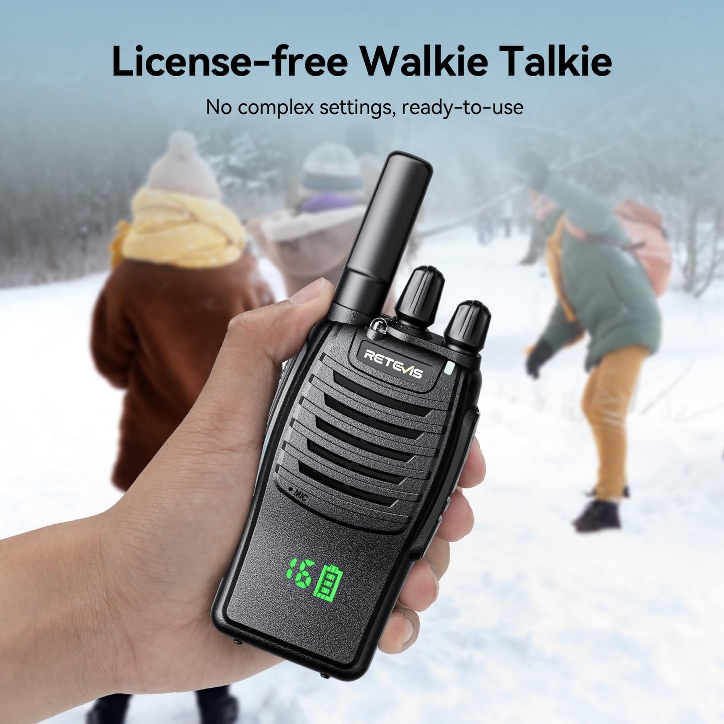Retevis H-777 Walkie Talkies Rechargeable, 2 Way Radios Long Range, Portable FRS Two-Way Radios, Short Antenna, LED Flashlight, for Adults Family Outdoor (3 Pack)
