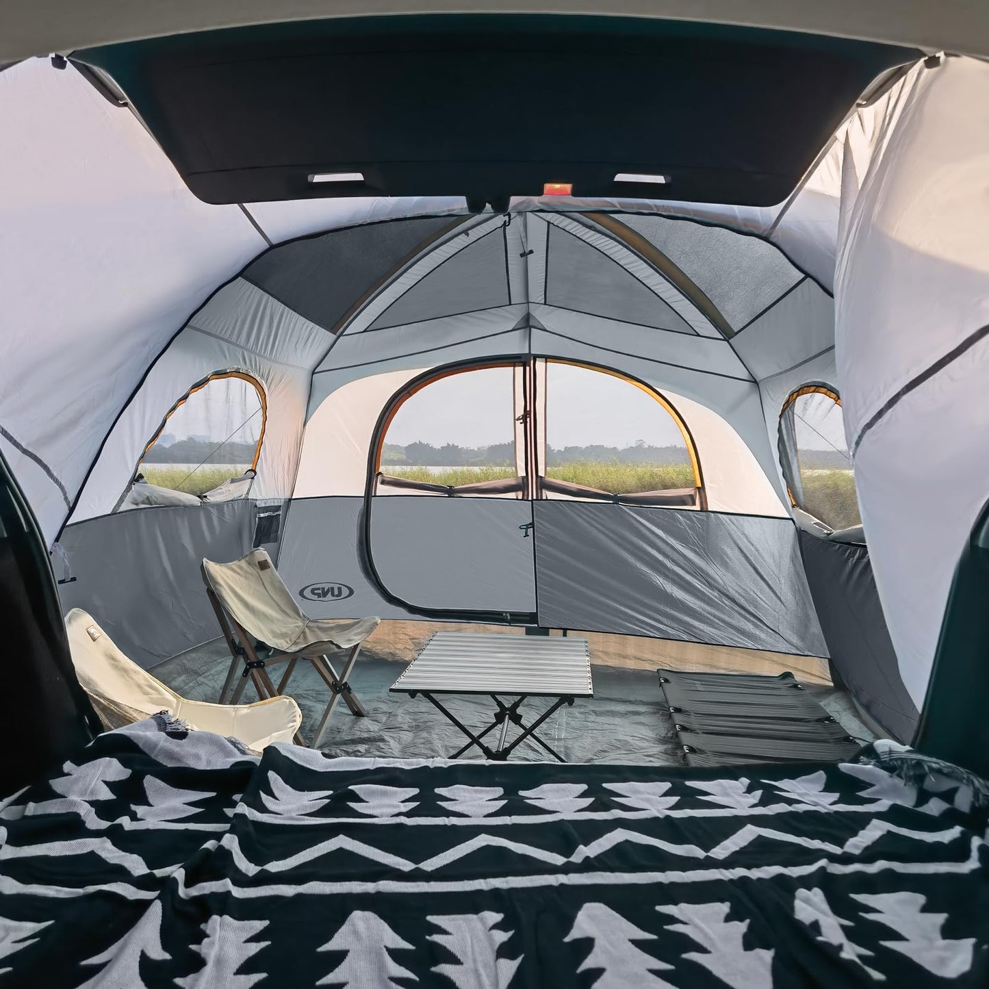 UNP SUV Tent for Camping, 6-Person SUV Tailgate Tent - Easy Set Up with Rainfly, 10'x9'x78in(H)