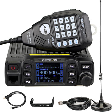 Retevis RT95 Mobile Ham Radio, Dual Band Mobile Radio, Chirp, Dual Speaker, Rotatable LCD Display, 2m 70cm Ham Radio Base Station, Mobile Transceiver with Cable