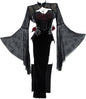 Gothic Vampire Costume - Women's Bodycon Dress with Spiderweb Cloak and Accessories