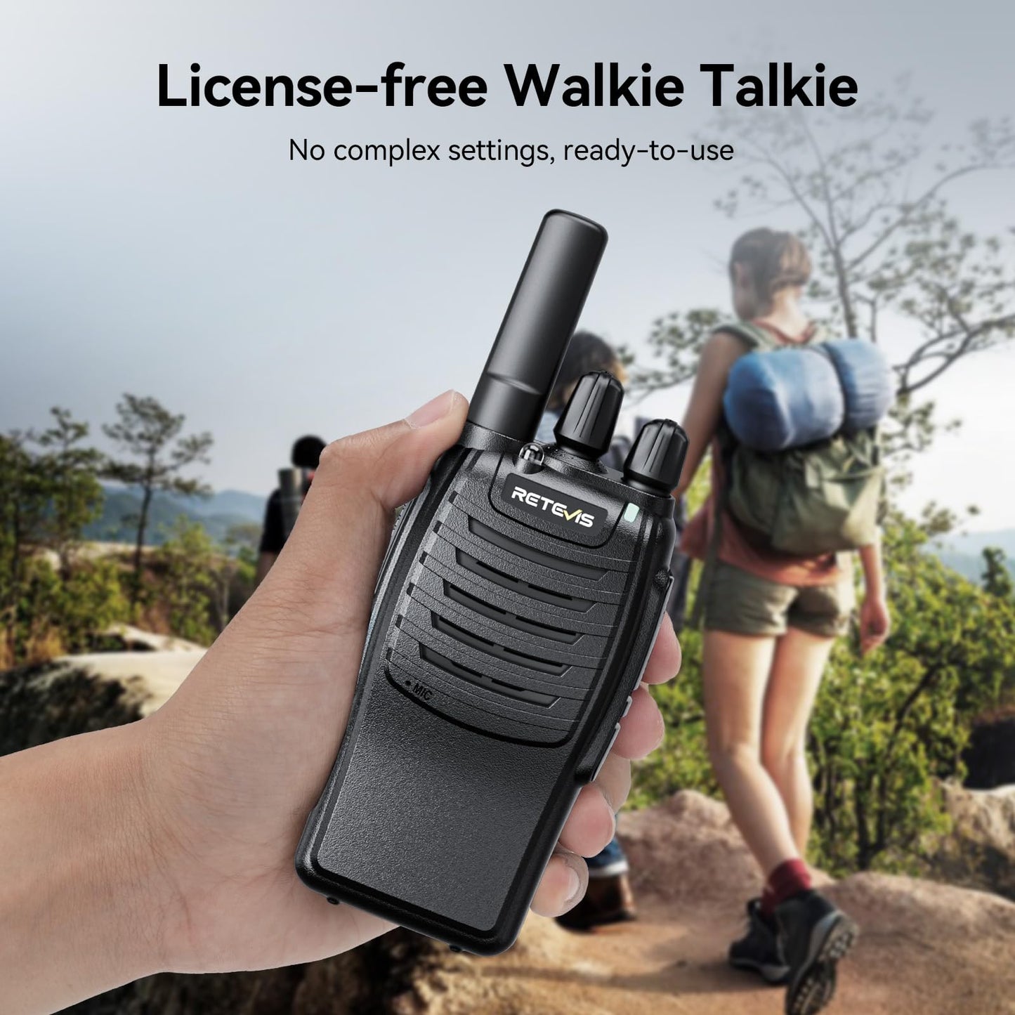 Retevis H-777 Walkie Talkies Rechargeable, 2 Way Radios Long Range, Portable FRS Two-Way Radios, Short Antenna, LED Flashlight, for Adults Family Outdoor (3 Pack)