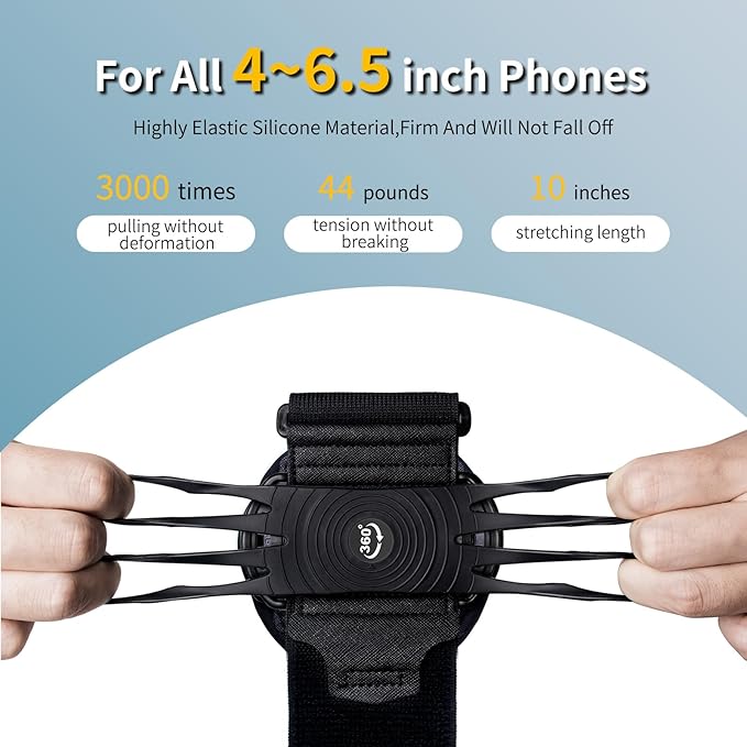 Wristband Phone Holder for Running,【360° Rotatable & Upgrade Anti-Drop】 Forearm Armband for iPhone 16/15/14/Pro/Mini/12/11/SE/XR XS,Fits All 4-6.5 Inch Smartphones (Black)