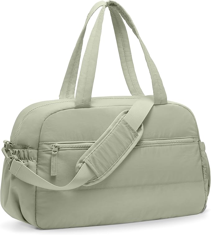 Gym Bag for Women, Travel Duffle Bags with Wet Pocket, Lightweight Carry on Bag Overnight Weekender Duffel Bag, Water Resistant (Light Green)