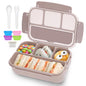 Bento Lunch Box for Kids - 4 Compartment Leak-Proof School Lunch Container with Utensils Purple