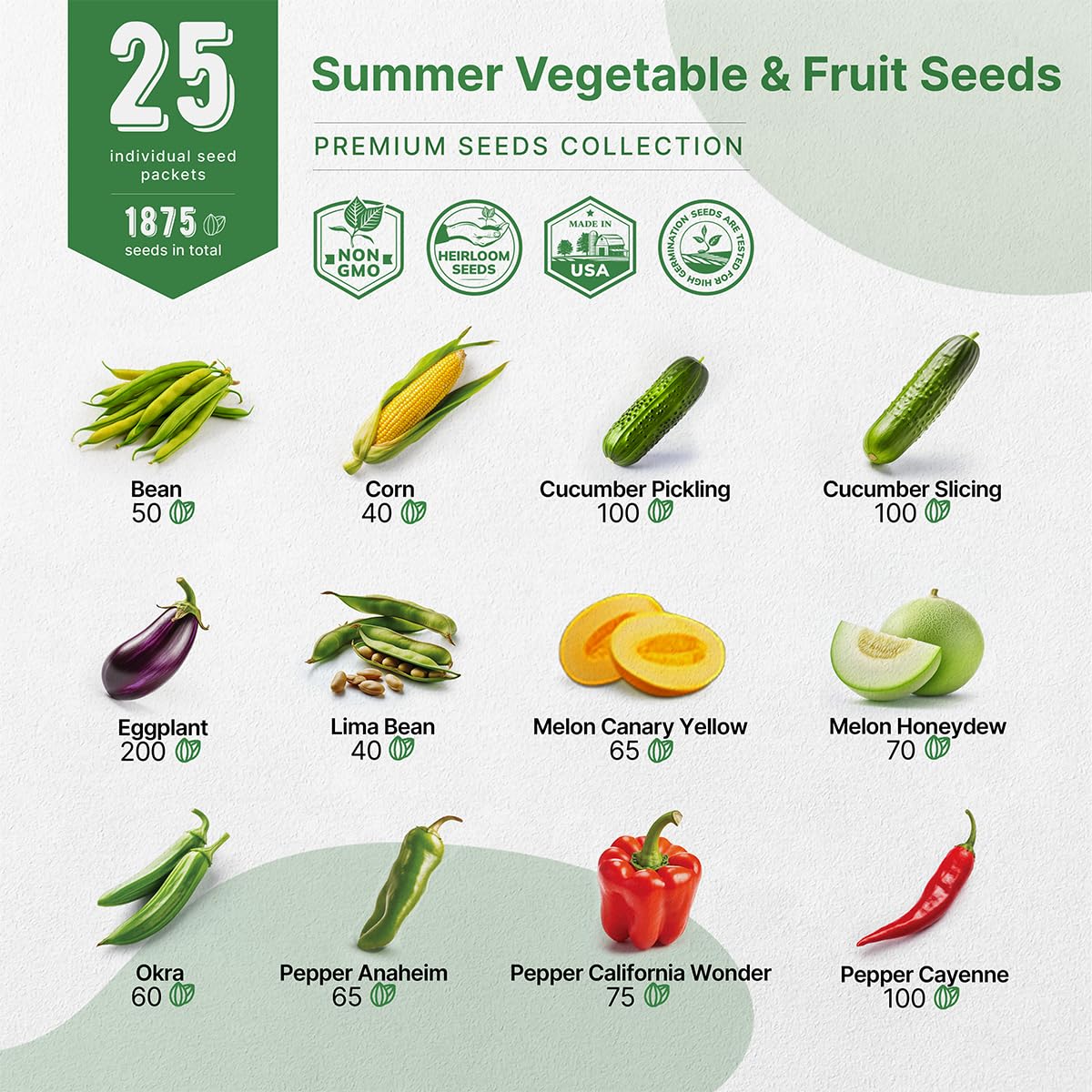 Organo Republic 25 Winter Vegetable & Green Seeds Variety Pack for Outdoors & Indoor Home Gardening 27670+ Non-GMO Heirloom Seeds: Broccoli Beet Carrot Collard Lettuce Radish Spinach Pea Kohlrabi