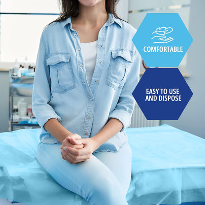 MedPride Disposable Drape Sheets, Blue - 40" x 90" - 2 ply - P/T - 25/Pack, Case of 2 (50 Count)