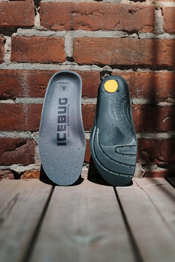 Icebug Comfort Insoles with Dynamic Arch Support, Charcoal High Arch, M 12