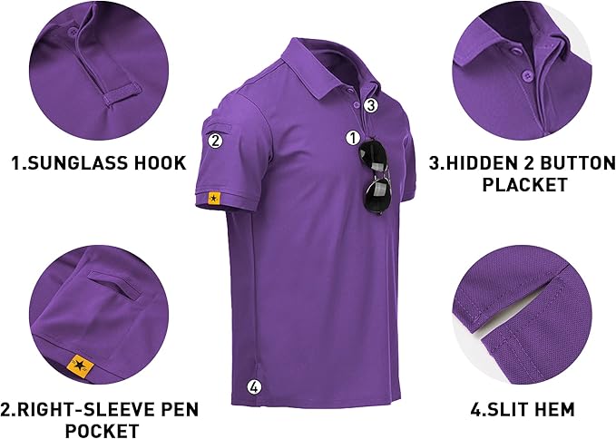 V VALANCH Mens Polo Shirts Short Sleeve Moisture Wicking Golf Polo Athletic Collared Shirt Tennis T-Shirt Tops