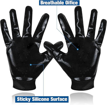 Football Gloves, Youth Football Gloves, Silicone Sticky Grip Football Gloves Men Women, Adult Football Gloves, Kids Football Gloves for Boys Girls, Football Receiver Gloves