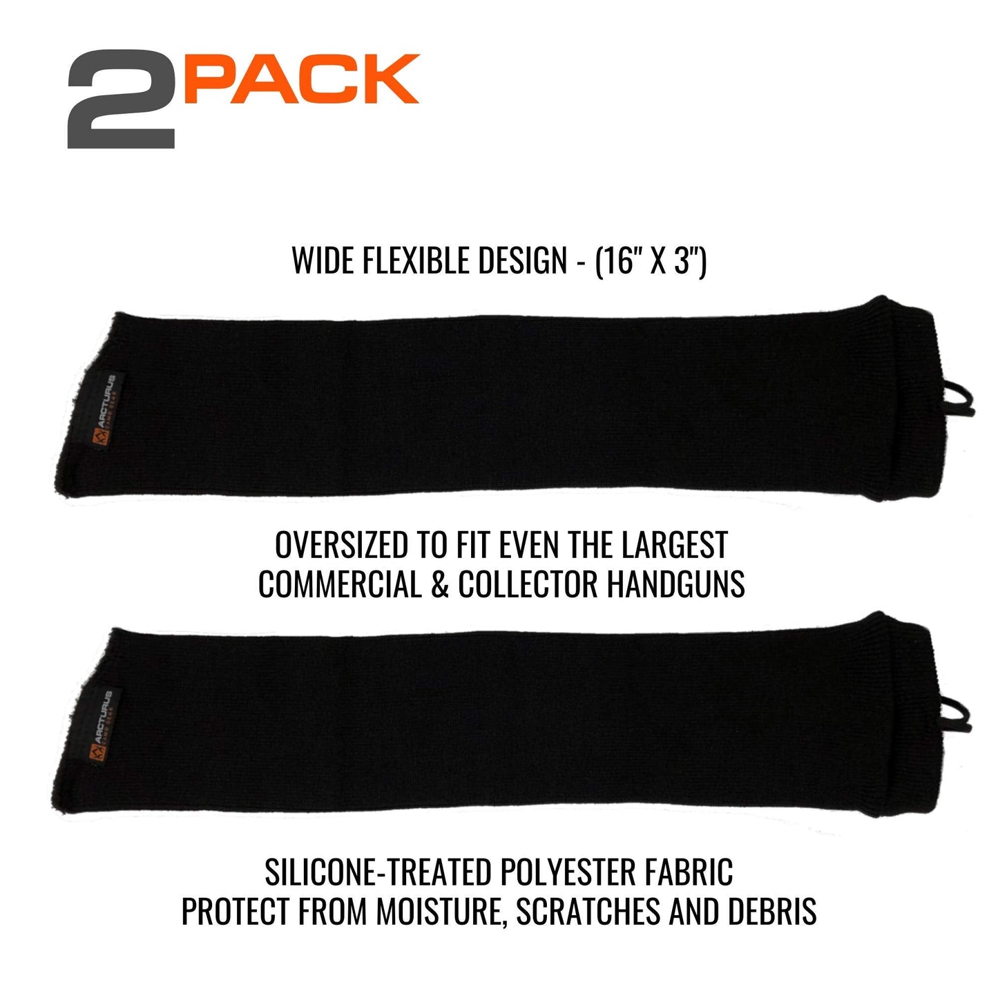 Arcturus Silicone-Treated Handgun Socks - Wide, Flexible Design (3" x 16") Easily Fits Your Pistol or Revolver.