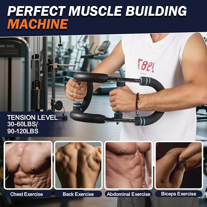 30-120lb Twister Arm Trainer,Adjustable Arm Chest Exerciser with 4 Resistance Springs