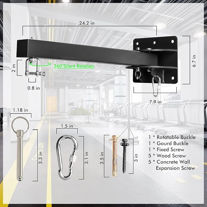 Wall Mount Heavy Bag Hanger, Heavy Duty Punching Bag Stand, Adjustable Heavy-Duty Boxing Bag Wall Bracket for Home or Gym, for Kickboxing Bag, Muay Thai Bag (Supports up to 900Ib)