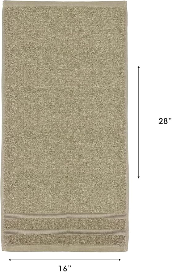 Kaufman - Premium Hand Towels Set for Bathroom, Spa, Gym, and Face Towel 100% Cotton Ring Spun, Ultra Soft Feel and Highly Absorbent Towels (12, Linen)