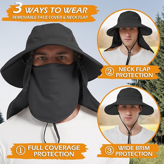 EINSKEY Wide Brim Sun Hat, UPF 50+ UV Protection Waterproof Packable Bucket Hat for Men & Women, Fishing Hiking Beach Garden