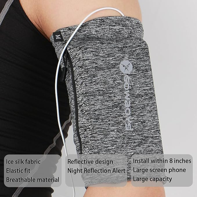 Running Phone Armband for Men Women,Universal Arm Bands for Phones Below 8 Inches,Waterproof Cell Phone Armband for Hiking,Running,Cycling,Climbing(Grey XL)