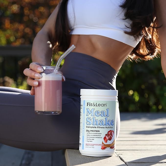 Fit & Lean Meal Shake, Fat Burning Meal Replacement, Protein, Fiber, Probiotics, Strawberry Shortcake, 0.8 lbs (365 g),10 Servings Per Container