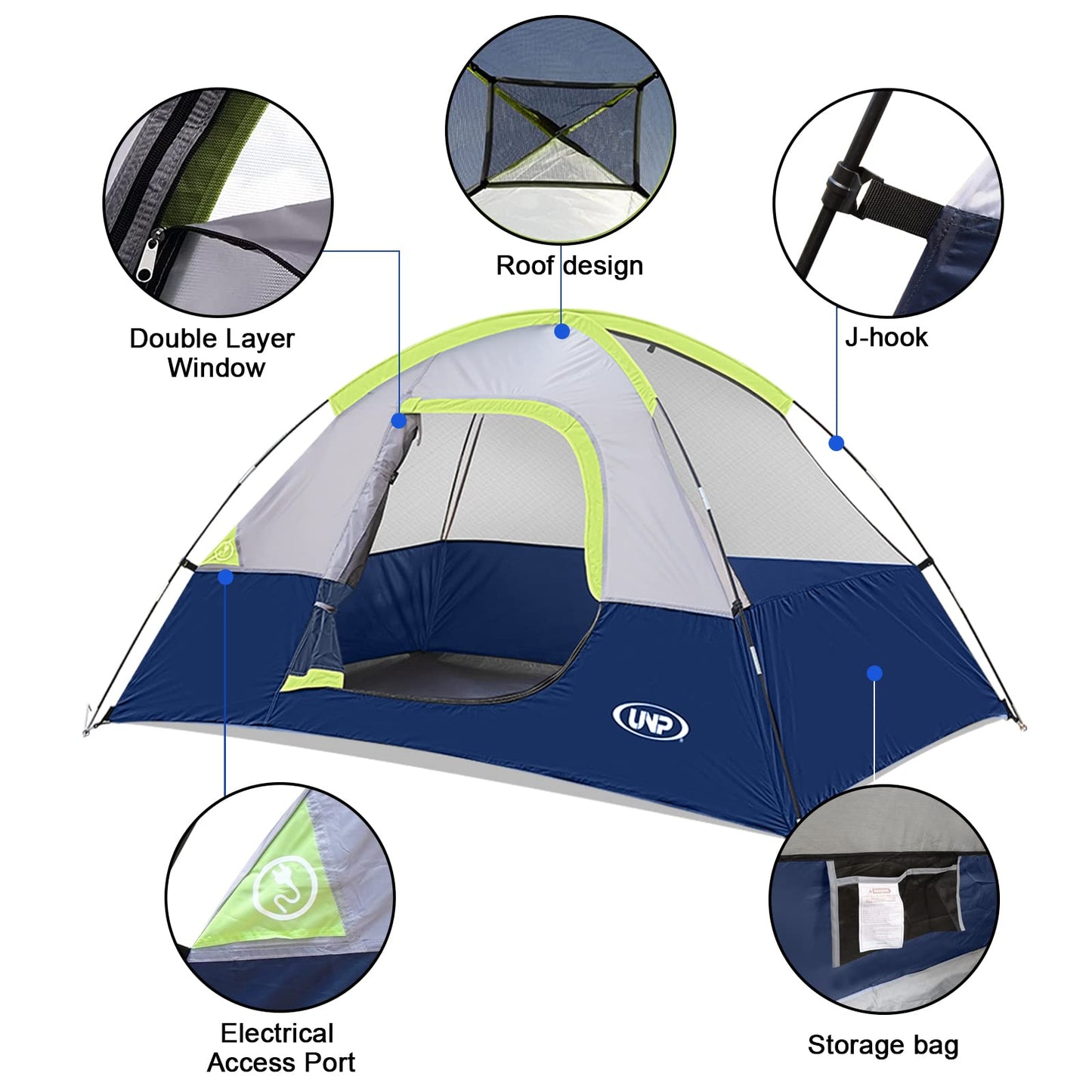 Camping Tent 4 Person, Waterproof Windproof Tent with Rainfly Easy Set up-Portable Dome Tents for Camping