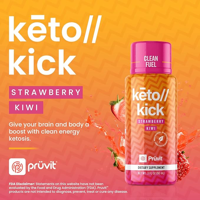 Pruvit Keto Kick Strawberry Kiwi Exogenous Ketones - 6 Packs 90 ml