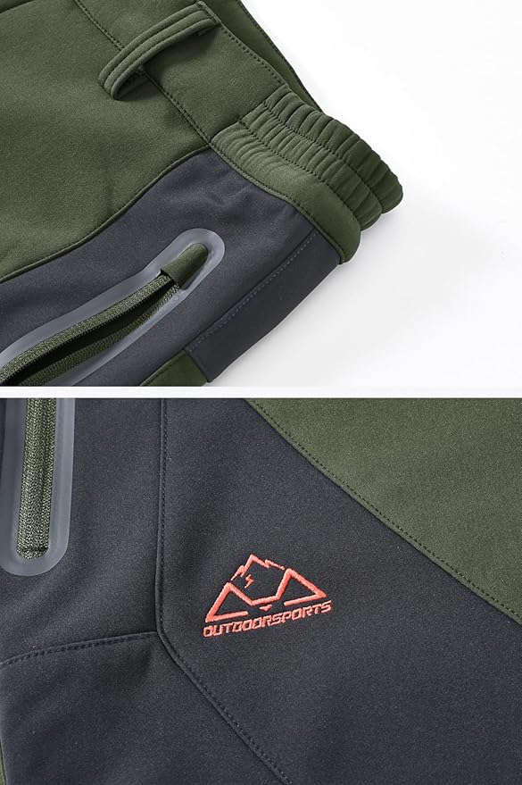 YSENTO Men's Fleece Lined Ski Snow Pants Winter Waterproof Softshell Insulated Hiking Cargo Pants
