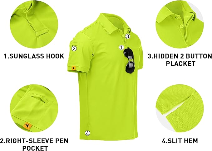 V VALANCH Mens Polo Shirts Short Sleeve Moisture Wicking Golf Polo Athletic Collared Shirt Tennis T-Shirt Tops