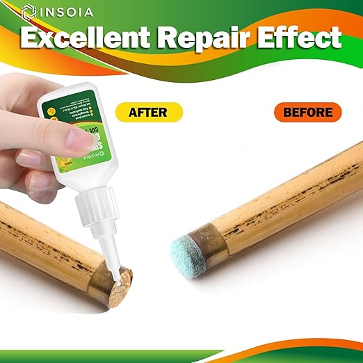 Pool Cue Tip Glue, 20g Clear Billiard Cue Adhesive for Pool Stick Repair & Tip Replacement, Heavy Duty Super Adhesive for Snooker Cue, Pool Cue Accessories - No Tip Clamp Needed