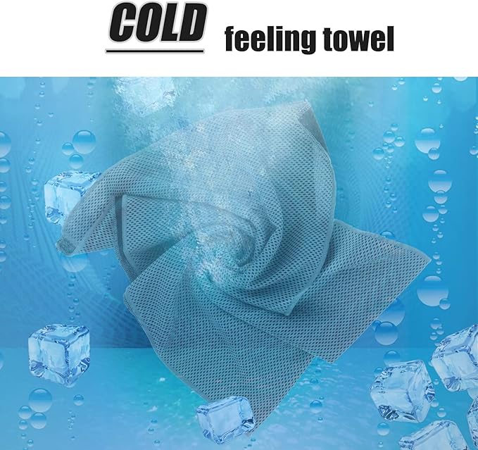 Biange Cooling Towel (Pack of 20, 40"x12") with Pouches for Sports, Workout, Fitness, Gym, Yoga, Golf, Pilates, Travel, Camping & More