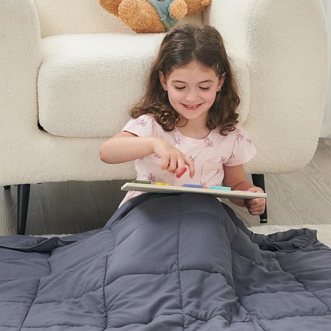 yescool Weighted Blanket (3 lbs, 36" x 48", Grey) Cooling Heavy Blanket for Sleeping Perfect for 20-40 lbs, Breathable Blanket with Premium Glass Bead, Machine Washable