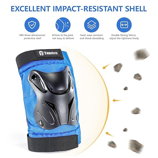 Skating Protective Gear Youth Knee and Elbow Pads Wrist Guards for Roller Skating Skateboarding, Skate Pads Youth Knee Pads Blue