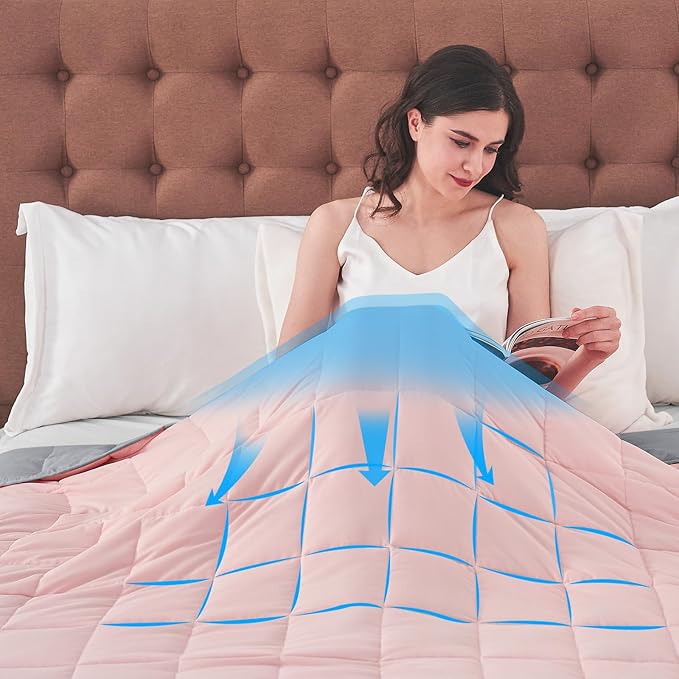 King Size Weighted Blanket for Adults (25 lbs, 80” x 87”, Pink Grey) Cooling Heavy Blanket for Sleeping Perfect for 240-260 lbs, Breathable Blanket for Adults & Couple All Season, Machine Washable