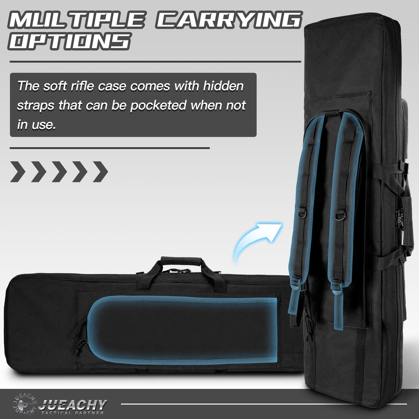Jueachy Tactical Double Rifle Bag: 42 Inch Rifle Case Long Gun Bag Soft Bags Conceal Backpack Strap Lockable Compartment