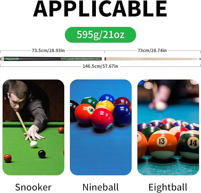 LOTKEY Pool Cue Set of 4-58 Inch 18~21 oz Canadian Maple Professional Billiard Cue Sticks, Pool Cue Stick with Extra 2 Pool Chalks, Pool Sticks for Adults, Durable, for Billiard Players
