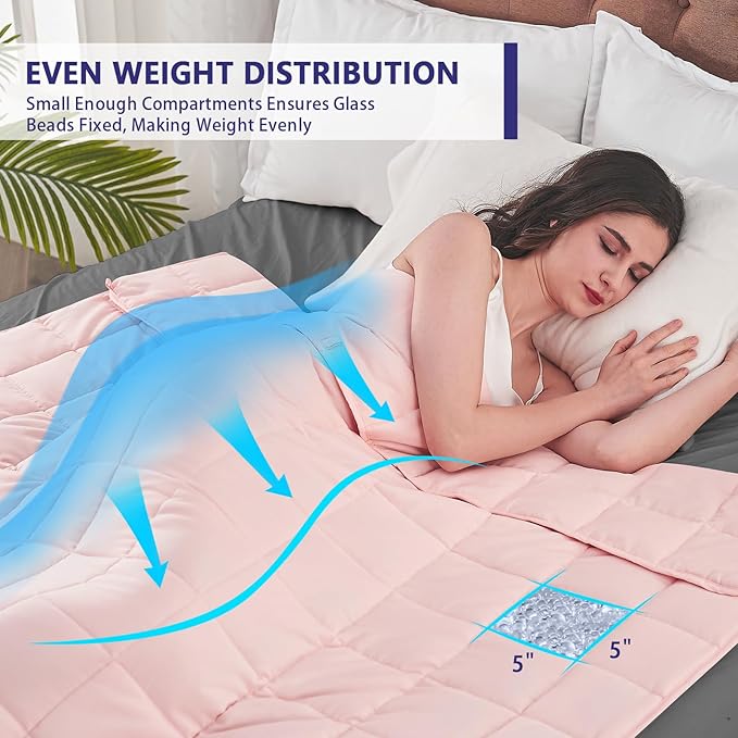 yescool Weighted Blanket for Adults (30 lbs, 88" x 104", Pink) Cooling Heavy Blanket for Sleeping Perfect for 290-310 lbs, King Size Breathable Blanket with Premium Glass Bead, Machine Washable