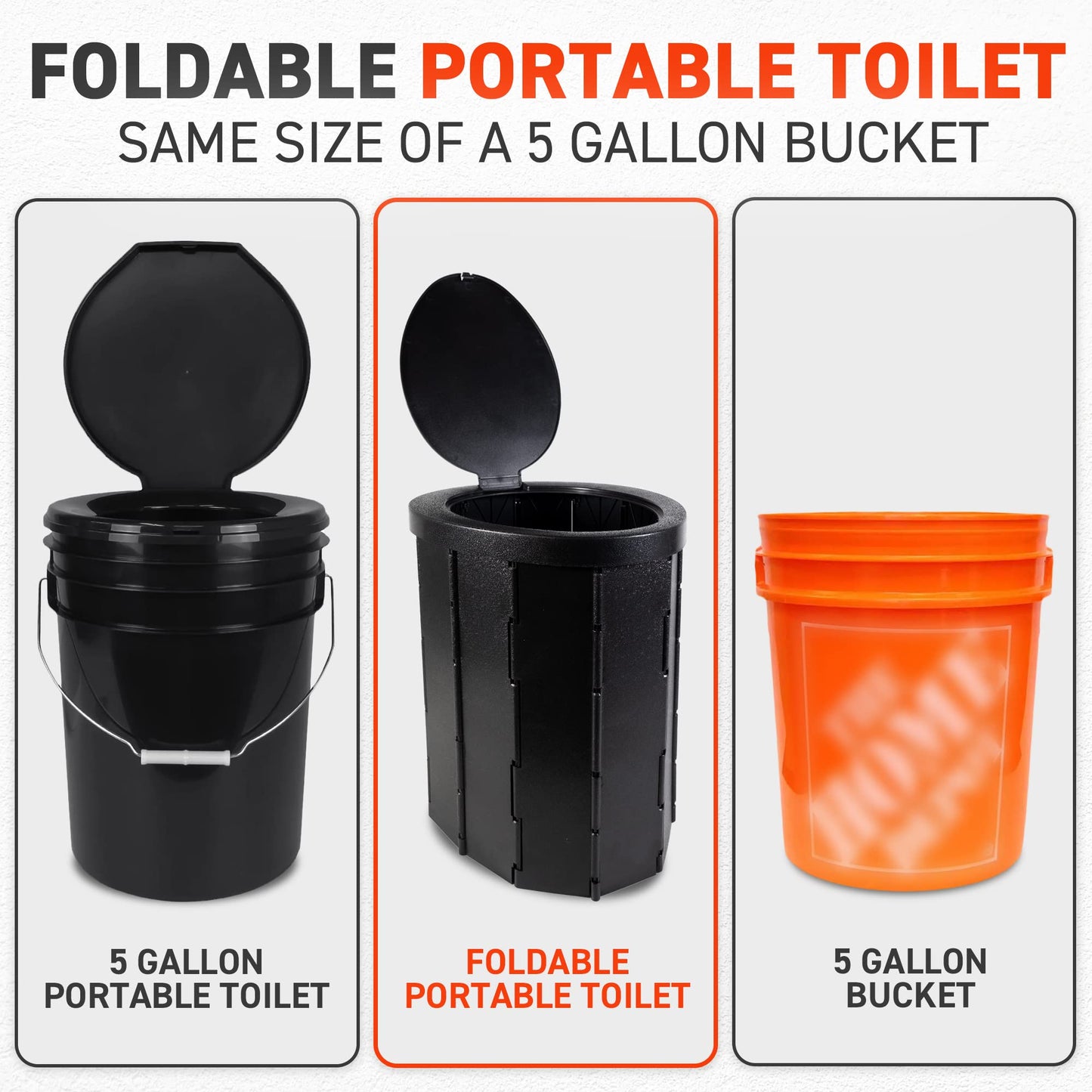 72 HRS Portable Collapsible Camp Toilet - Extra Large, Lightweight & Sturdy (With 12 Toilet Bags)
