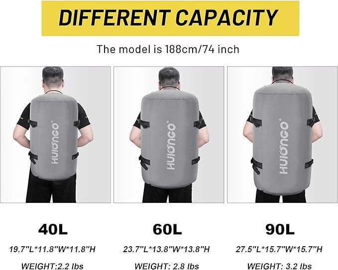 40L/60L/90L Large Waterproof Duffle Bag Backpack for Men, Mens Duffel Backpack Bags for Traveling, Heavy Duty (Grey, 90L)