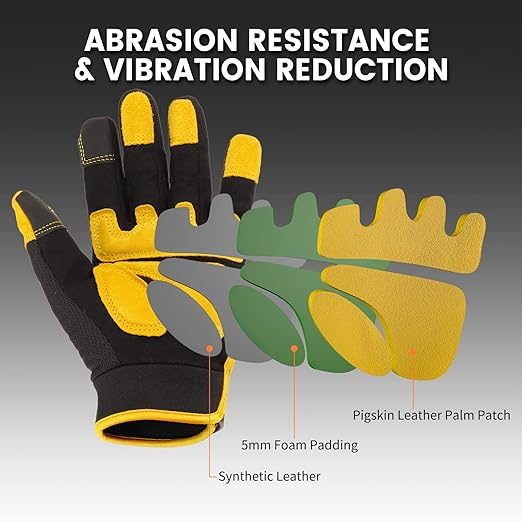 JUMPHIGH Utility Work Gloves Women, UltraLight Safety Work Gloves, MultiFunctional Mechanic Construction DIY Working Gloves, Touchscreen, Flex Grip, Machine Washable