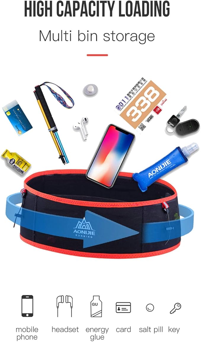 AONIJIE Hydration Belt Running Fanny Pack, with 250ml Soft Water Bottle Flask Phone Holder for Trailing Running Climbing Jogging Cycling Workout Fitness 3 Colors (Black, M/L)