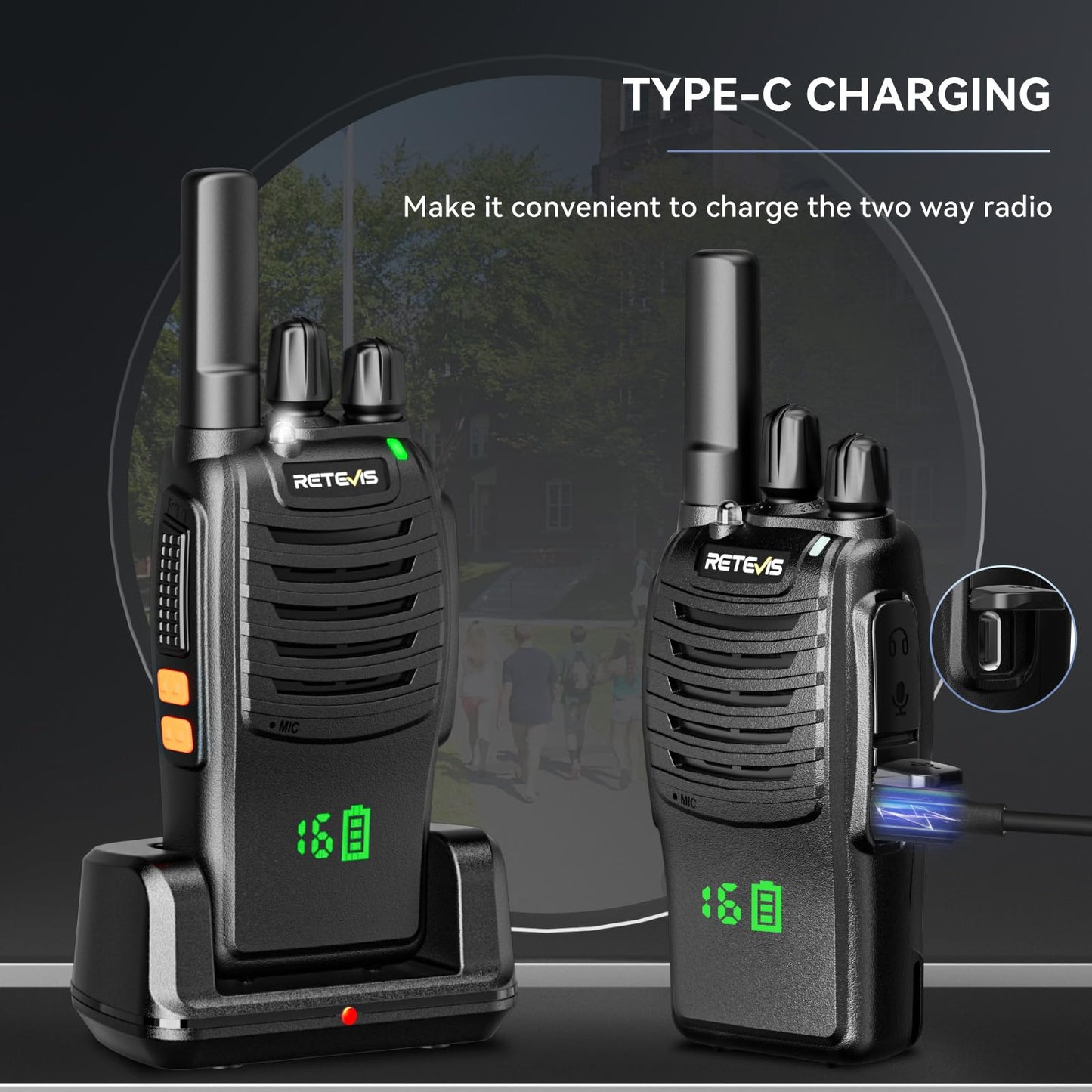 Retevis H-777 2 Way Radios, Walkie Talkies for Adults, Rechargeable Long Range Two Way Radio, Shock Resistant, Short Antenna for Business Education(10 Pack)
