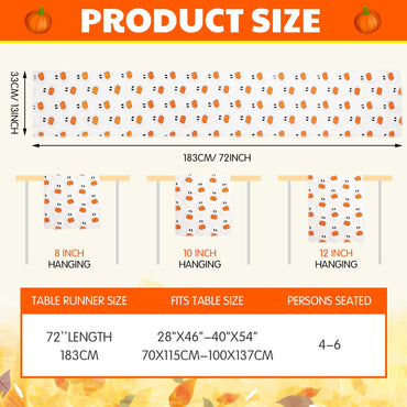 Frienda Fall Ghost Pumpkin Table Runner Ivory Plush 13x72 Inch