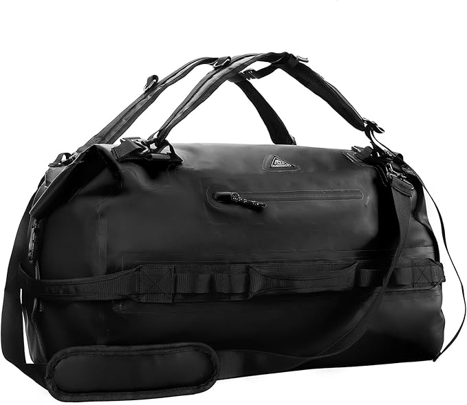 Haimont Large Waterproof Duffel Backpack Roll-Top Heavy Duty Dry Duffle Bag for Boating, Travel, Motorcycle, Kayaking, Camping, 60L