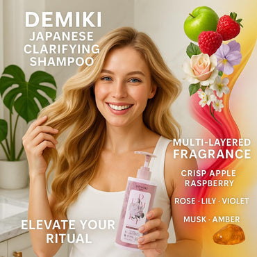 BestBy07/27 DEMIKI Japanisches Keratin Shampoo fettiges Haar Rose 450ml Rosa