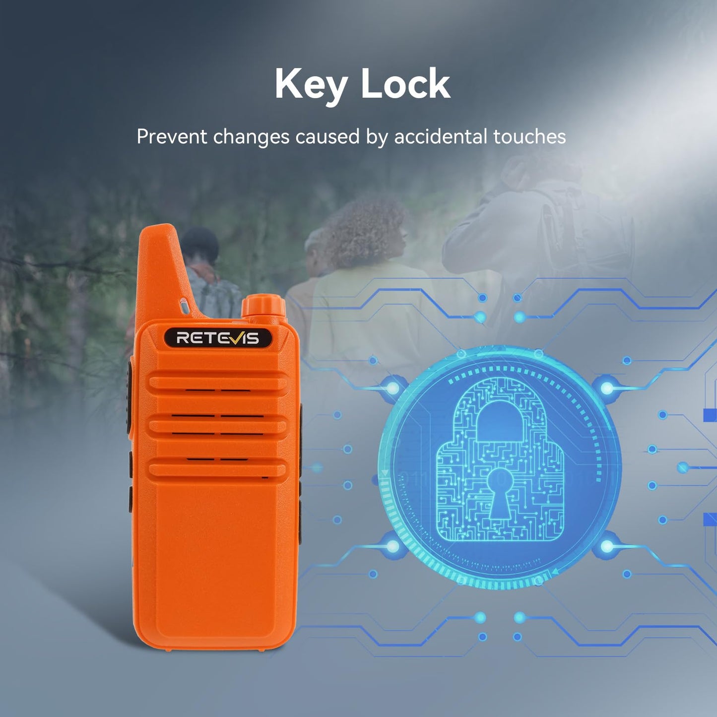 Retevis RT22 Two Way Radio Long Range Rechargeable,Portable 2 Way Radio, USB-C Charging, Handsfree Walkie Talkies for Adults Cruise Hiking Camping(4 Pack)