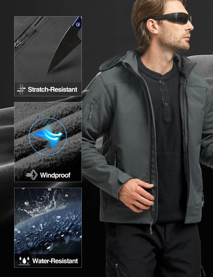 FREE SOLDIER Men's Softshell Jacket, Dark Gray, X-Large