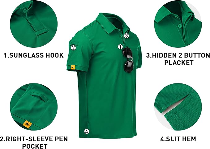 V VALANCH Mens Polo Shirts Short Sleeve Moisture Wicking Golf Polo Athletic Collared Shirt Tennis T-Shirt Tops