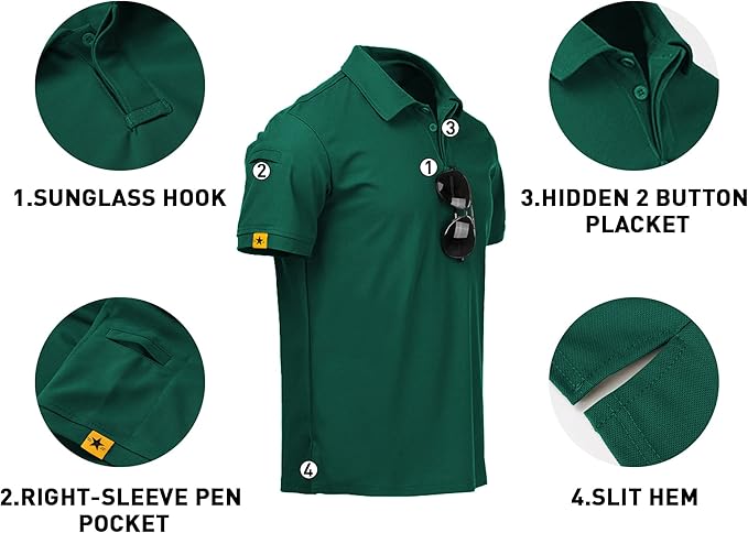 V VALANCH Mens Polo Shirts Short Sleeve Moisture Wicking Golf Polo Athletic Collared Shirt Tennis T-Shirt Tops